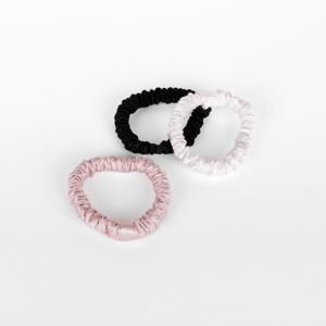 Zijden Scrunchies Klein Ivory, Pink & Black