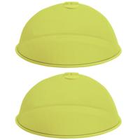 Cosy @ Home - 2x - Metalen vliegenkap/voedselkap - groen - rond - D35 x H16 cm Cosy @ Home - 2x - Metalen vliegenkap/voedselkap - groen - rond - D35 x H16 cm