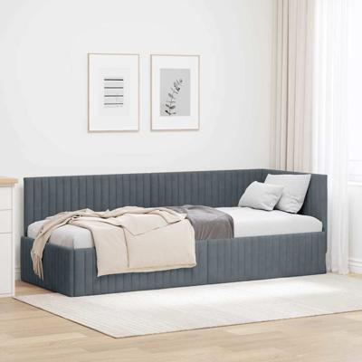 Hoekbedframe met hoofdeinde Donkergrijs 80 x 200 cm Fluweel