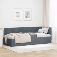Hoekbedframe met hoofdeinde Donkergrijs 80 x 200 cm Fluweel