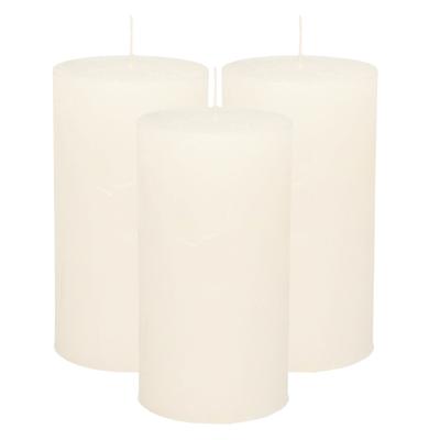 Atmosphera Stompkaars/cilinderkaars - 3x - wit - 7 x 13 cm - rustiek model