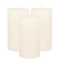 Atmosphera Stompkaars/cilinderkaars - 3x - wit - 7 x 13 cm - rustiek model