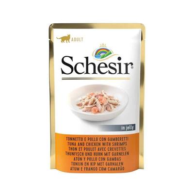 SCHESIR Tonijn en kip met garnalen in gelei - nat kattenvoer - 85g