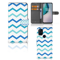 OnePlus Nord N10 Telefoon Hoesje Zigzag Blauw - thumbnail