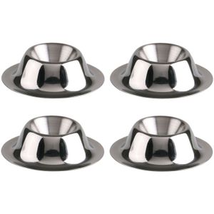 Eierdopjes - 8x - zilver - RVS /metaal - Dia 8 cm - brede onderzijde