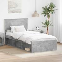 Bedframe met hoofdeinde Beton 90 x 200 cm Massief grenenhout
