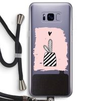 Zwart-wit cactus: Samsung Galaxy S8 Transparant Hoesje met koord