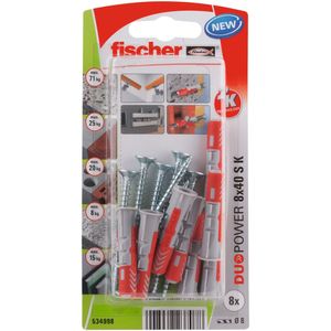 Fischer 534998 schroefanker & muurplug 8 stuk(s) Schroef- & plugset 40 mm