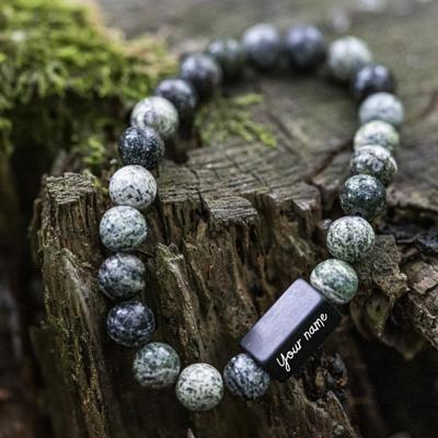 Groene &apos;Zebra Stone&apos; Jaspis - Kralen armband