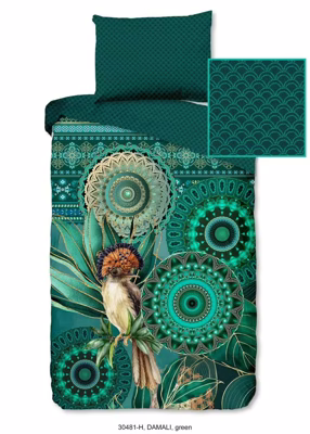 HIP Dekbedovertrek "mandala's, bladeren en een vogel" - Multi - (140x200 cm) - Katoen Satijn