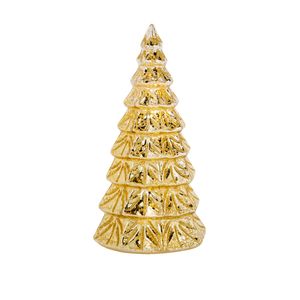 1x stuks led kaarsen kerstboom kaars goud D9 x H15 cm