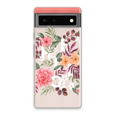 Hello in flowers: Google Pixel 6 Transparant Hoesje