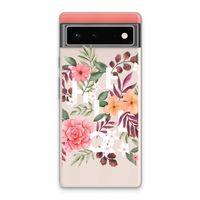 Hello in flowers: Google Pixel 6 Transparant Hoesje