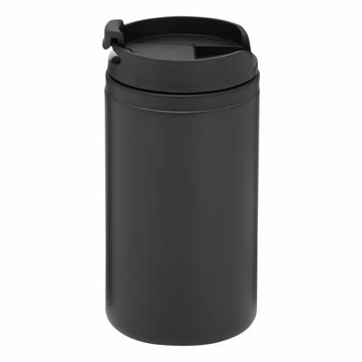 Thermosbeker/warmhoudbeker Koffie To Go - metallic zwart - 290 ml - dubbelwandig - met schroefdop Thermosbeker/warmhoudbeker Koffie To Go - metallic zwart - 290 ml - dubbelwandig - met schroefdop