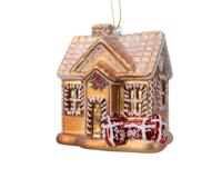 huis glas l8.5b6.5h10 cm goud kerst - Decoris