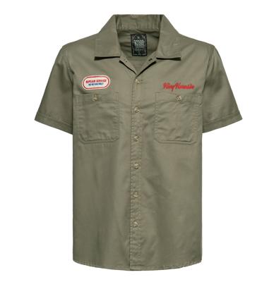 King Kerosin Redondo Beach Work Shirt Oil Green-L