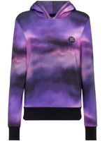 Plein Sport painterly-print cotton hoodie - Violet