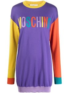 Moschino robe-pull à logo en intarsia - Violet