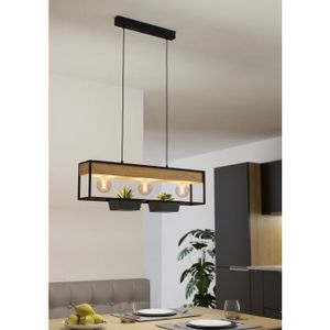 EGLO Libertad 1 hangende plafondverlichting Flexibele montage E27 40 W Zwart, Bruin, Hout