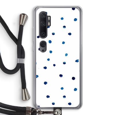 Blauwe stippen: Xiaomi Mi Note 10 Pro Transparant Hoesje met koord