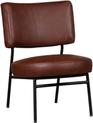 Donkercognac leren moderne retro fauteuil Rondo - Granada leer Cognac (donkercognac leer)