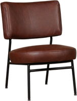 Donkercognac leren moderne retro fauteuil Rondo - Granada leer Cognac (donkercognac leer)