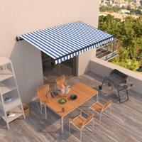 Luifel automatisch uittrekbaar 450x350 cm blauw en wit