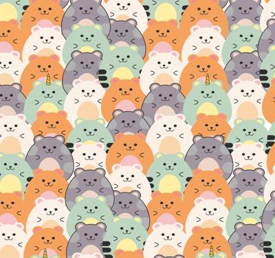 Modern behang Veelkleurige hamsters aan het eten