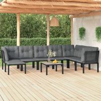 9-delige Loungeset poly rattan zwart en grijs
