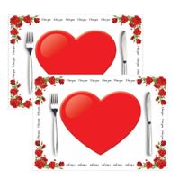 30x stuks Hartjes placemats I Love You 42 x 30 cm