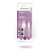 Nedis CCGB60500WT20 USB-kabel 2 m USB 2.0 USB A Micro-USB B Wit - thumbnail