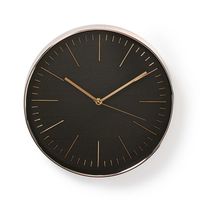 Ronde wandklok | Diameter 30 cm | Zwart & roze-goud - thumbnail