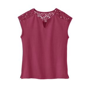 Bio-katoenshirt met kant, Wit 36/38 Bio-katoenshirt met kant, Wit 36/38