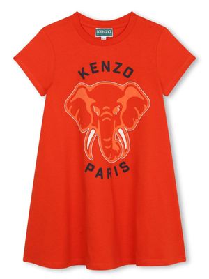 Kenzo Kids robe en coton biologique à logo imprimé - Rouge