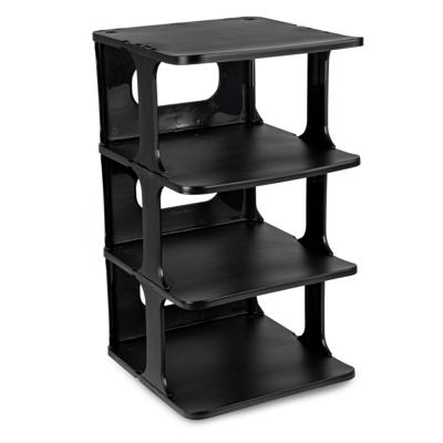 Schoenenrek - verticaal - stapelbaar - zwart - kunststof - 26 x 25 x 44 cm - voor 4x paar schoenen