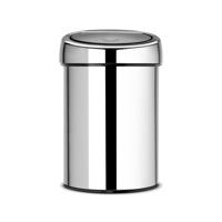 Brabantia Touch Bin Afvalemmer - wand - 3 liter - kunststof binnenemmer - brilliant steel 363962