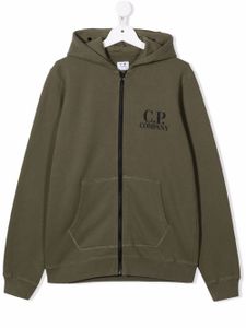 C.P. Company Kids hoodie zippé à logo imprimé - Vert