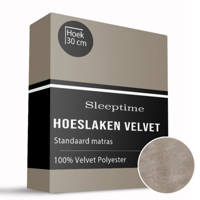 Hoeslaken - Velvet - Taupe - 180x200cm - Taupe - Sleeptime - Dekbed-Discounter.nl