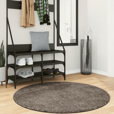 VidaXL Vloerkleed istan hoogpolig glanzend ø 120 cm grijs