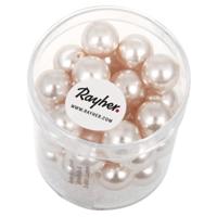 Rayher hobby glaskralen parels - roze / parelmoer - 140x stuks - 10 mm - DIY sieraden maken