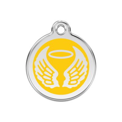 Angel Wings Yellow roestvrijstalen hondenpenning medium/gemiddeld dia. 3 cm - Reddingo