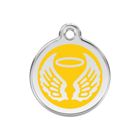 Angel Wings Yellow roestvrijstalen hondenpenning medium/gemiddeld dia. 3 cm - Reddingo