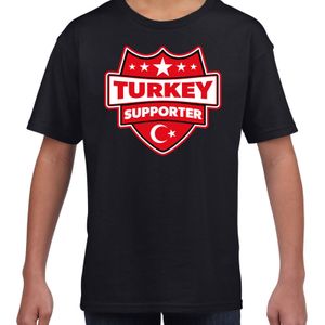 Turkije / Turkey schild supporter t-shirt zwart voor kinderen