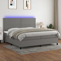 Boxspring met matras en LED stof donkergrijs 200x200 cm