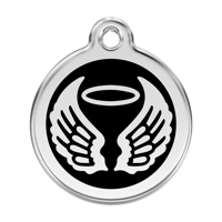 Angel Wings Black roestvrijstalen hondenpenning large/groot dia. 3,8 cm - Reddingo