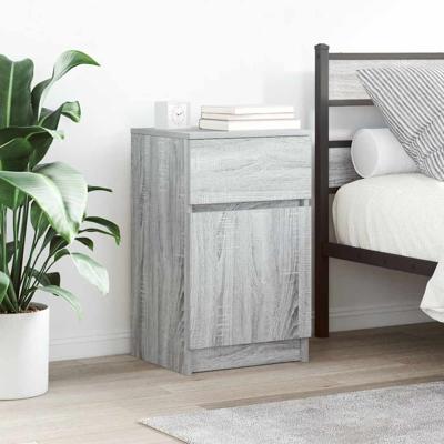 Nachtkastjes 2 st 39x35x65 cm bewerkt hout grijs sonoma eiken