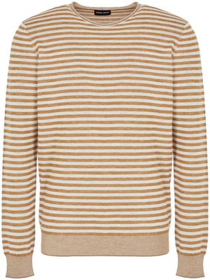 Giorgio Armani pull à rayures - Marron