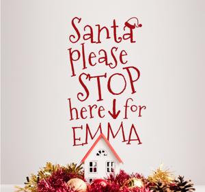 Feestdagen Sticker Santa Stop Here Personaliseerbaar