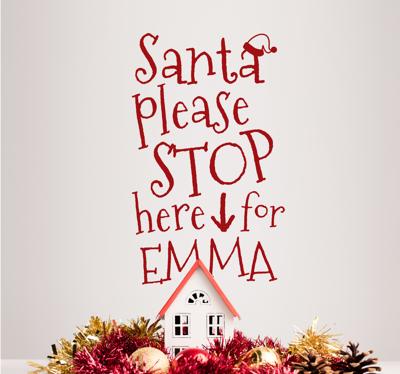 Feestdagen Sticker Santa Stop Here Personaliseerbaar