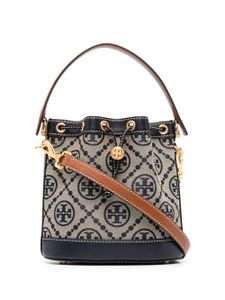 Tory Burch sac seau à plaque T Monogram - Tons neutres